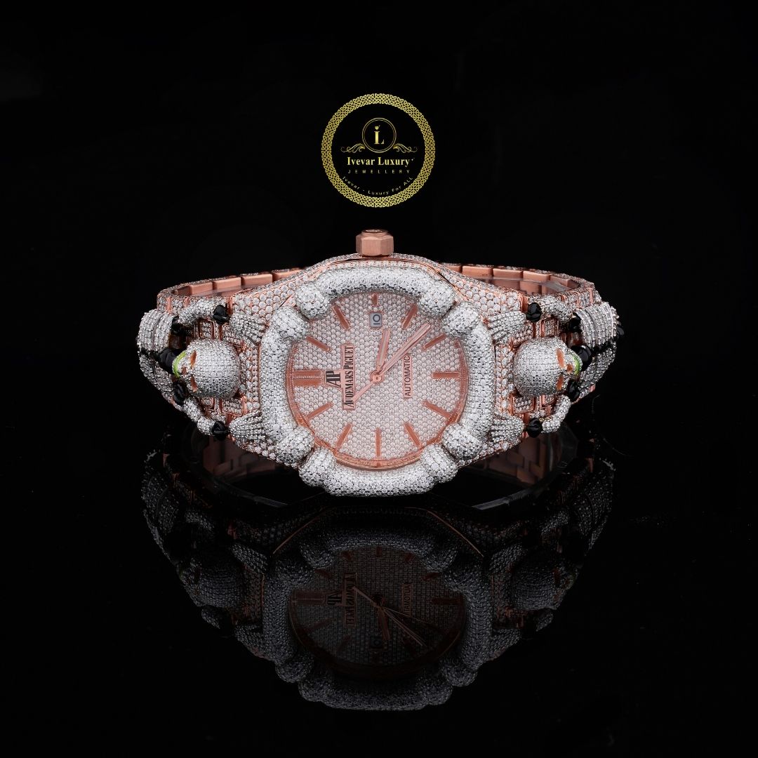 sparkling ivevar lab created diamond watch iced & luxurious