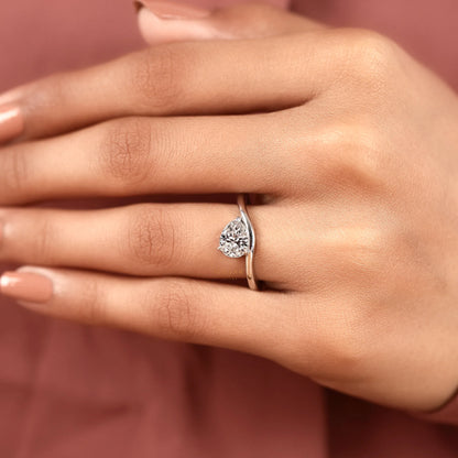 Pear Cut Lab Diamond Solitaire Engagement Ring - View 6