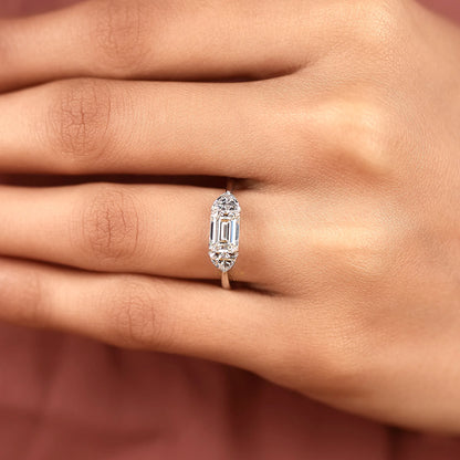 Emerald Cut Three Stone Lab Diamond Ring - View 6