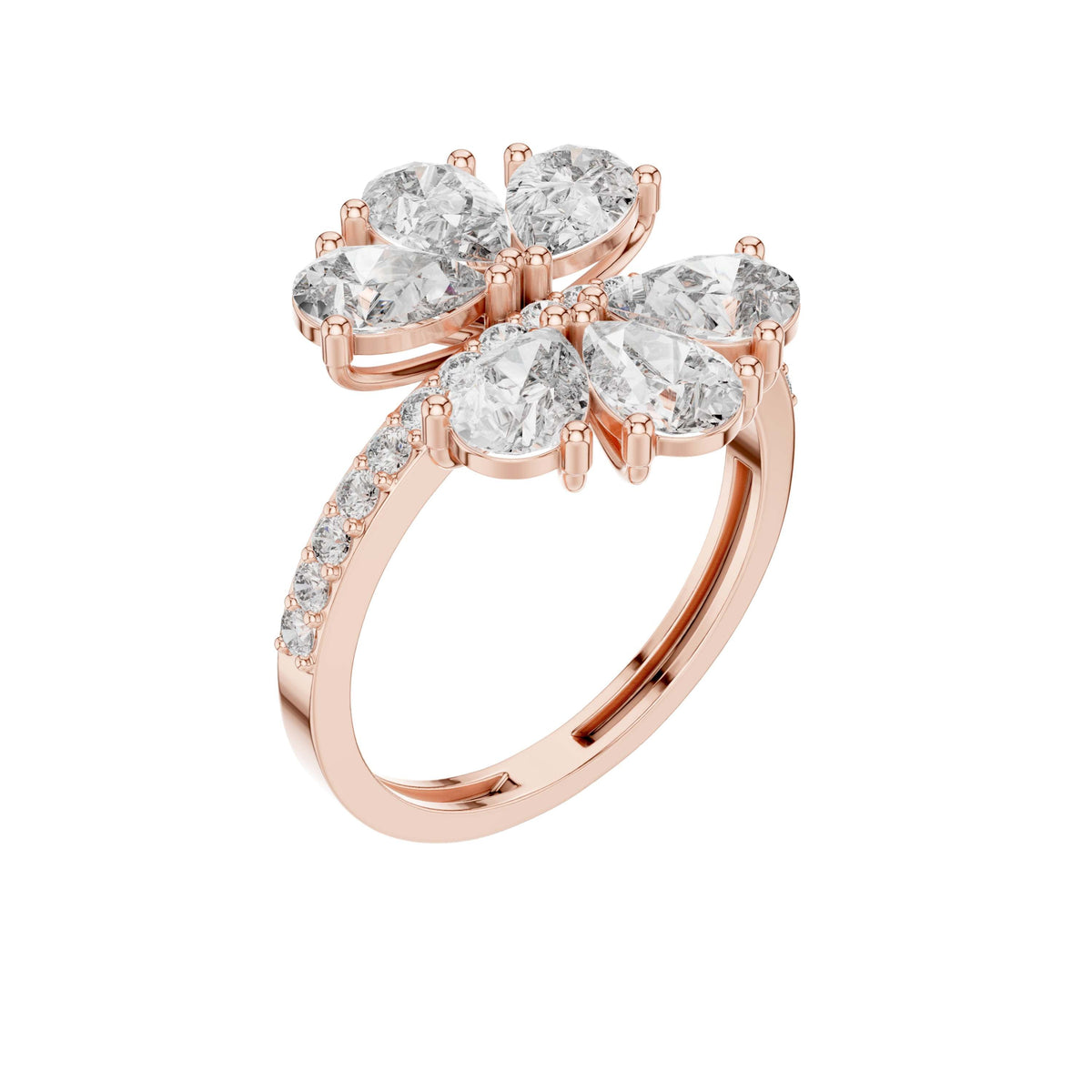 Pear Cut Floral Cluster Lab Diamond Statement Ring - View 6