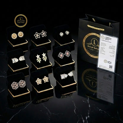 Iconic Loop Round Lab Diamond Stud Earrings with Interlinked Teardrop Elegance - View 13