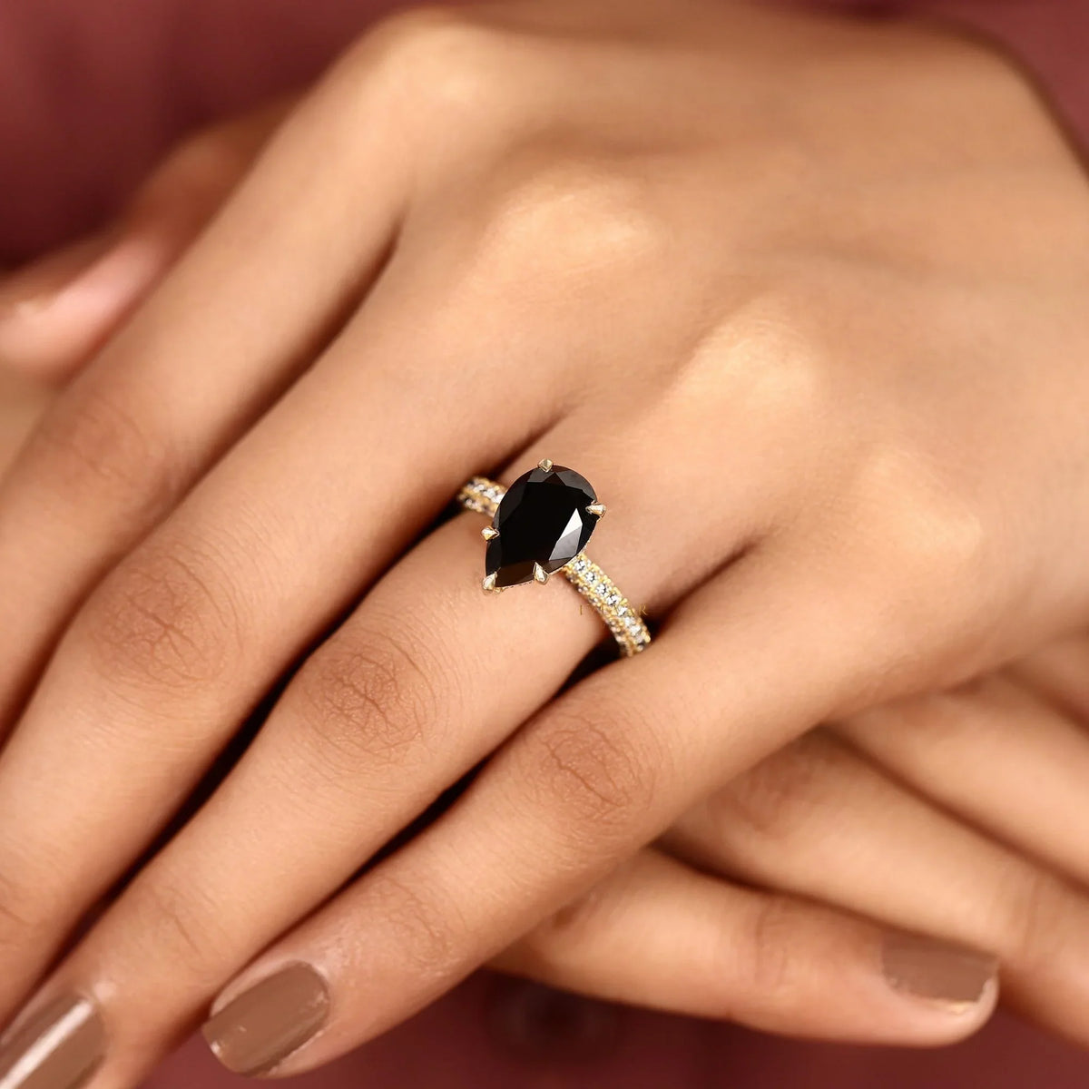 Black Pear Cut Lab Diamond Ring Crafted For Timeless Luxury Ring - View 6