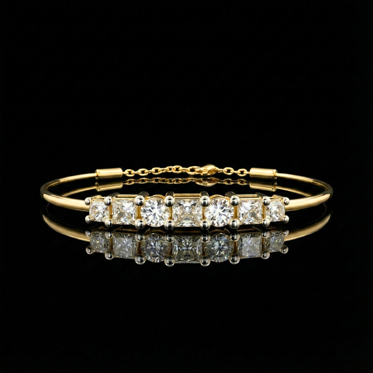 princess & round cut lab diamond adjustable bracelet