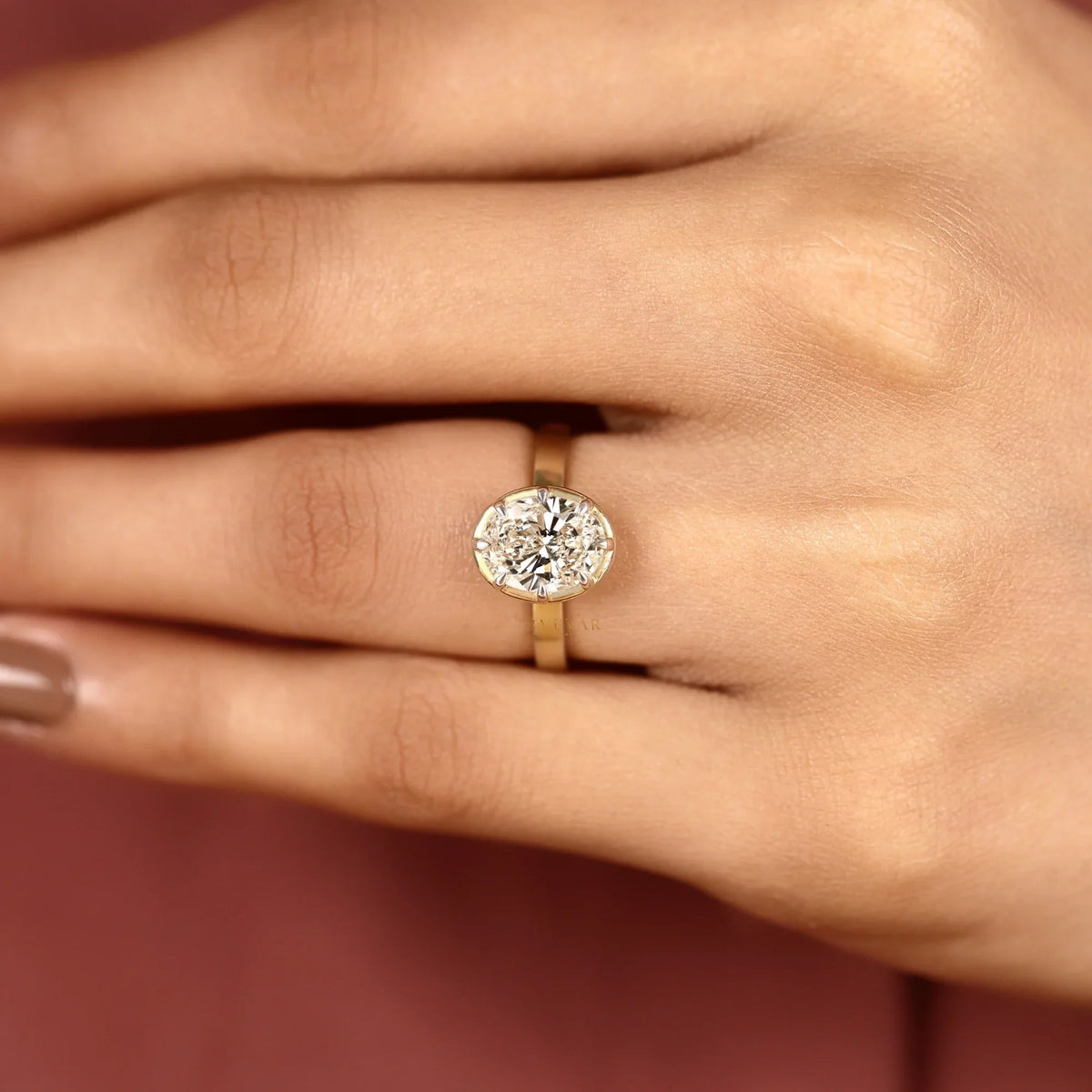oval cut lab diamond solitaire engagement ring - view 5