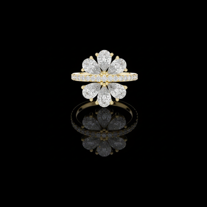 Pear Cut Floral Cluster Lab Diamond Statement Ring