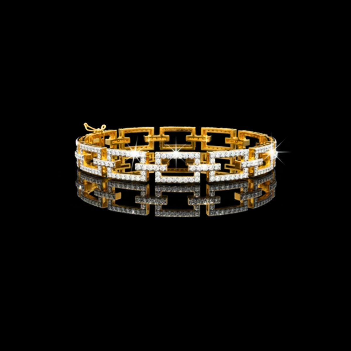 round cut lab diamond open link statement bracelet