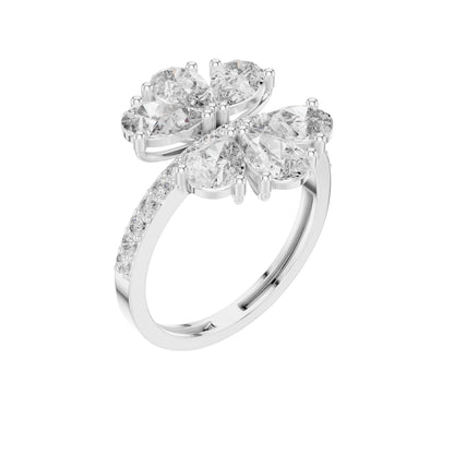 Pear Cut Floral Cluster Lab Diamond Statement Ring - View 5