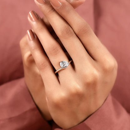 Pear Cut Lab Diamond Solitaire Engagement Ring - View 7