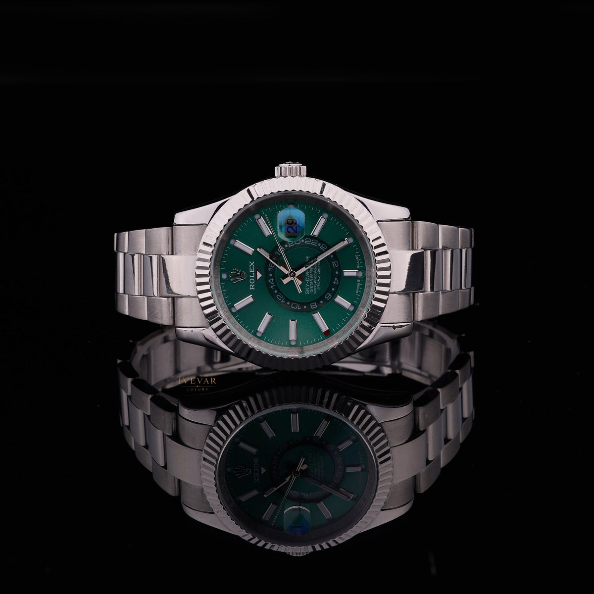 Ivevar Elite Timepiece Duo Diamond Skeleton Watch And Emerald Green Luxury Watch Collection - View 6