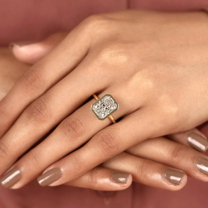 Modern Radiant Cut Lab Diamond Bezel Solitaire Ring - View 8