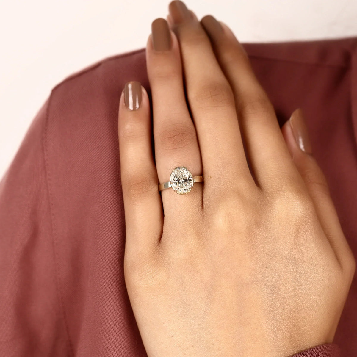oval cut lab diamond solitaire engagement ring - view 7