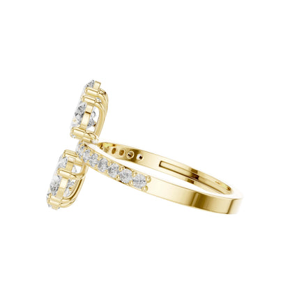 Pear Cut Floral Cluster Lab Diamond Statement Ring - View 7