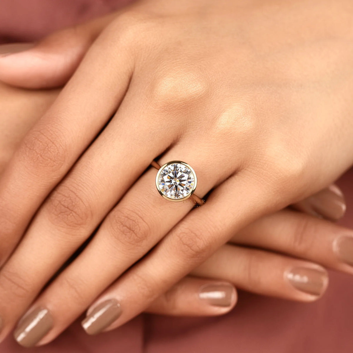 round cut lab diamond bezel set solitaire ring - view 8