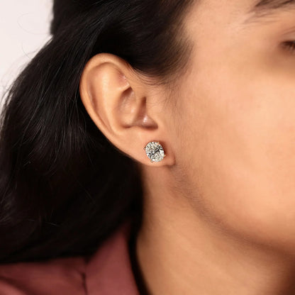 Moissanite Oval Cut Diamond Solitaire Setting Stud Earring - View 9