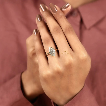 Bezel Set Marquise Cut Lab Split Shank Engagement Ring - View 8