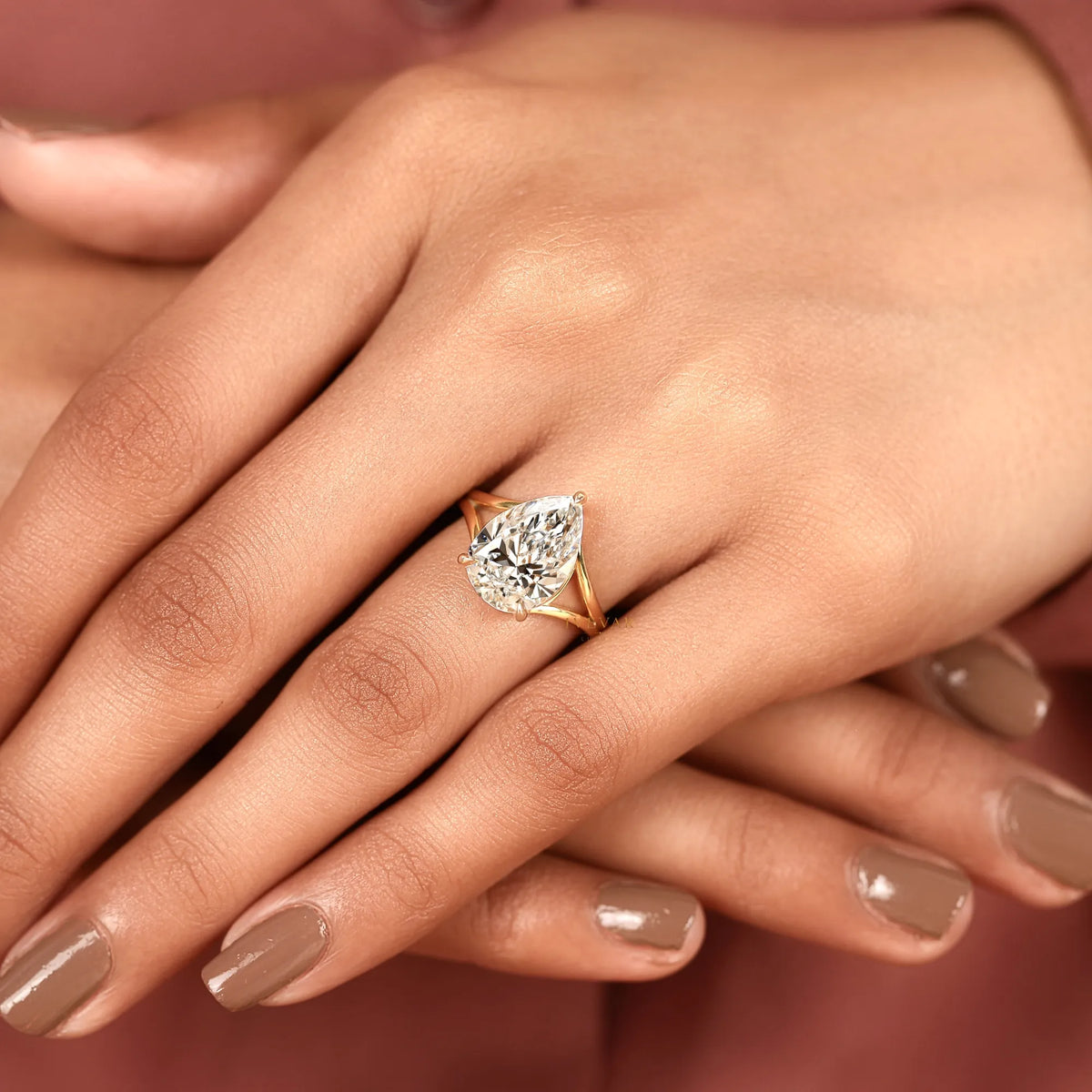 pear cut lab diamond ring 3-prong solitaire setting - view 8