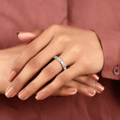 Princess Cut Lab Diamond Half Eternity Band - View 8