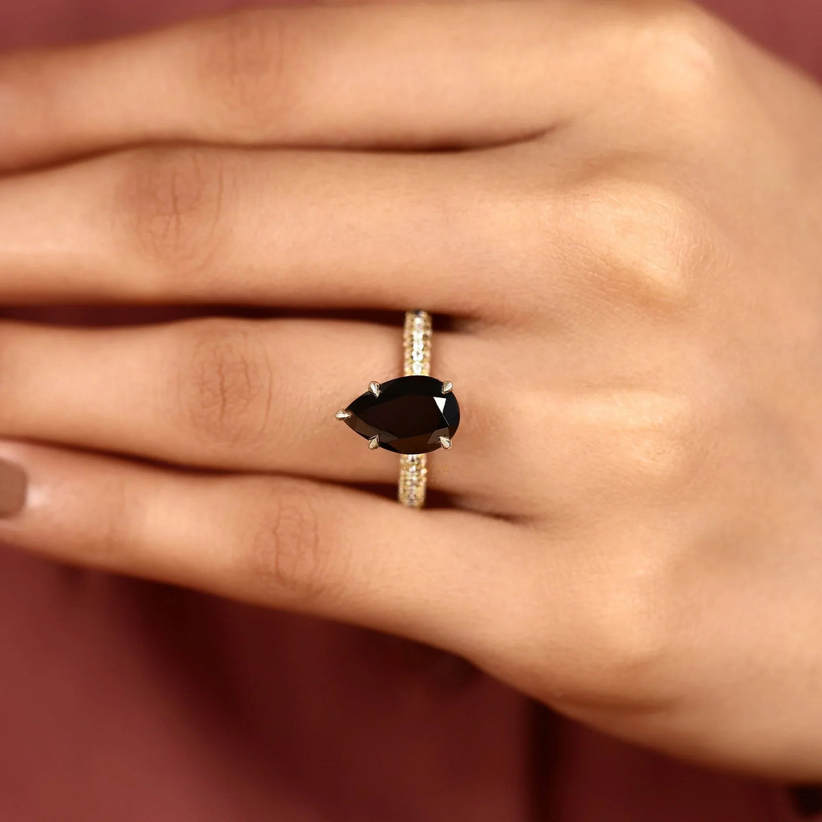 black pear cut lab diamond ring crafted for timeless luxury ring - view 8