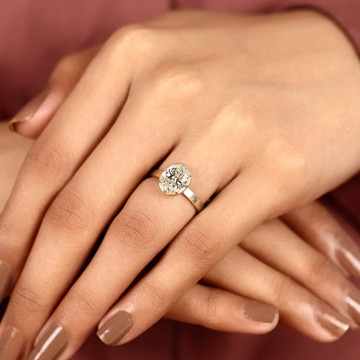 oval cut lab diamond solitaire engagement ring - view 8