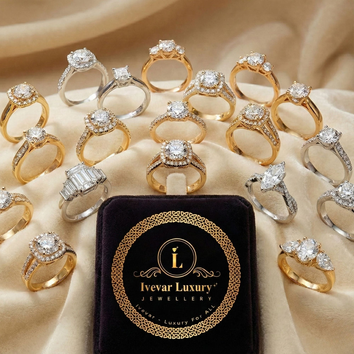 round moissanite diamond with side stone cluster engagement ring - view 13