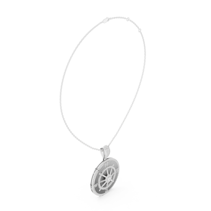 Directional Wheel Pattern Statement Charm Featuring Round Moissanite Diamond - View 12