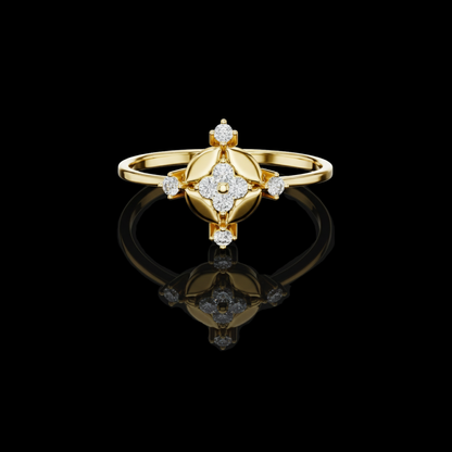 Compass Bloom Round Lab Diamond Cluster Anniversary Ring