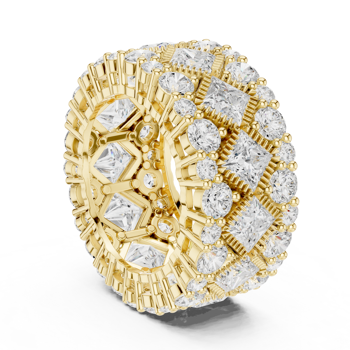 Round Lab Diamond Wide Band Statement Ring - View 10