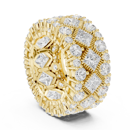 Round Lab Diamond Wide Band Statement Ring - View 10