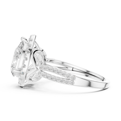Pear Cut Lab Diamond Split Shank Engagement Ring - View 9