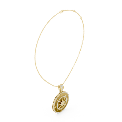 Directional Wheel Pattern Statement Charm Featuring Round Moissanite Diamond - View 10