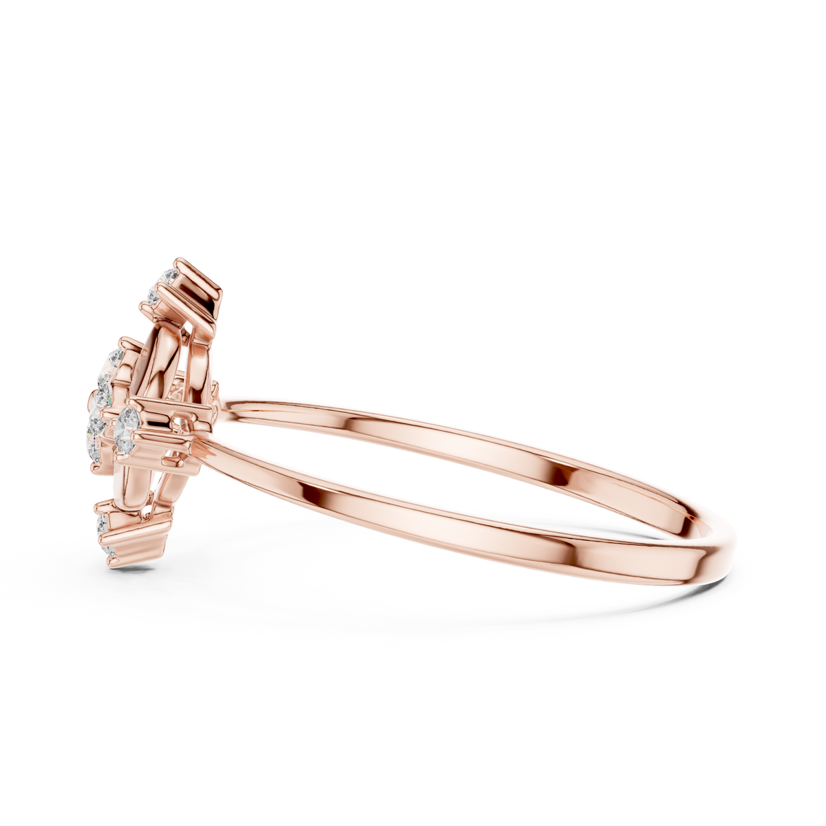 Compass Bloom Round Moissanite Diamond Cluster Ring - View 9
