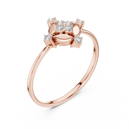Compass Bloom Round Moissanite Diamond Cluster Ring - View 3