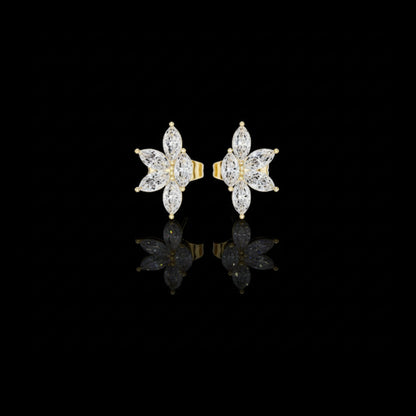 Floral Blossom Moissanite Diamond Marquise Cut Starburst Cluster Studs Earring