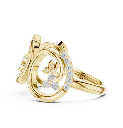 Open Circle Pavé Round Lab Diamond Geometric Statement Ring - View 7