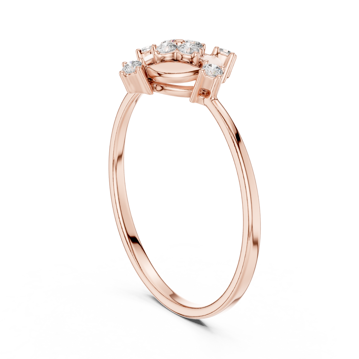Compass Bloom Round Moissanite Diamond Cluster Ring - View 6