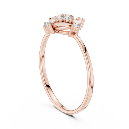 Compass Bloom Round Lab Diamond Cluster Anniversary Ring - View 6