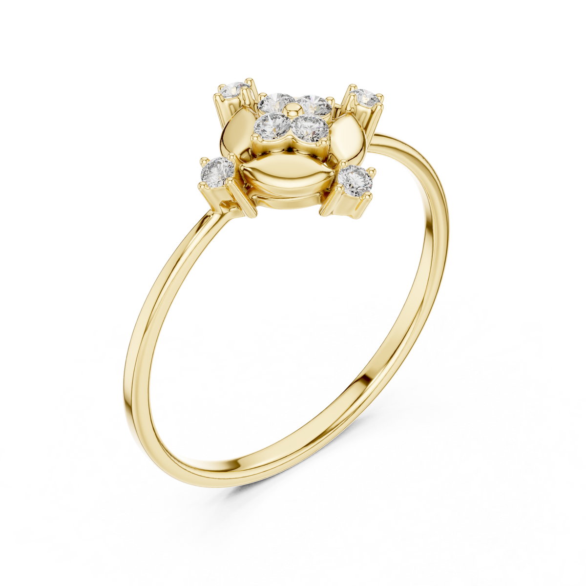 compass bloom round moissanite diamond cluster ring - view 2