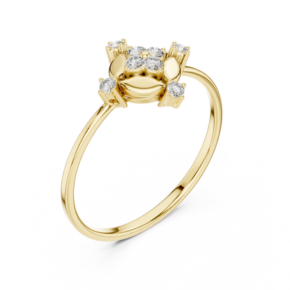 Compass Bloom Round Lab Diamond Cluster Anniversary Ring - View 2
