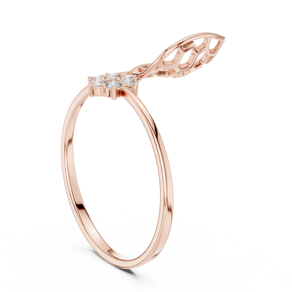 Open Honeycomb Design Leaf Lab Diamond Ring - View 6