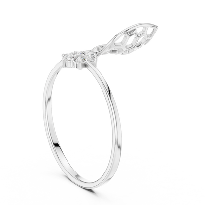 Open Honeycomb Design Leaf Lab Diamond Ring - View 7