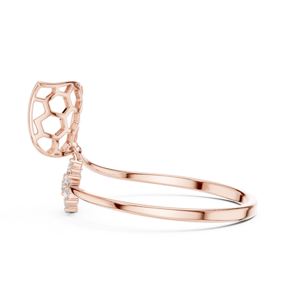 Open Honeycomb Design Leaf Lab Diamond Ring - View 9