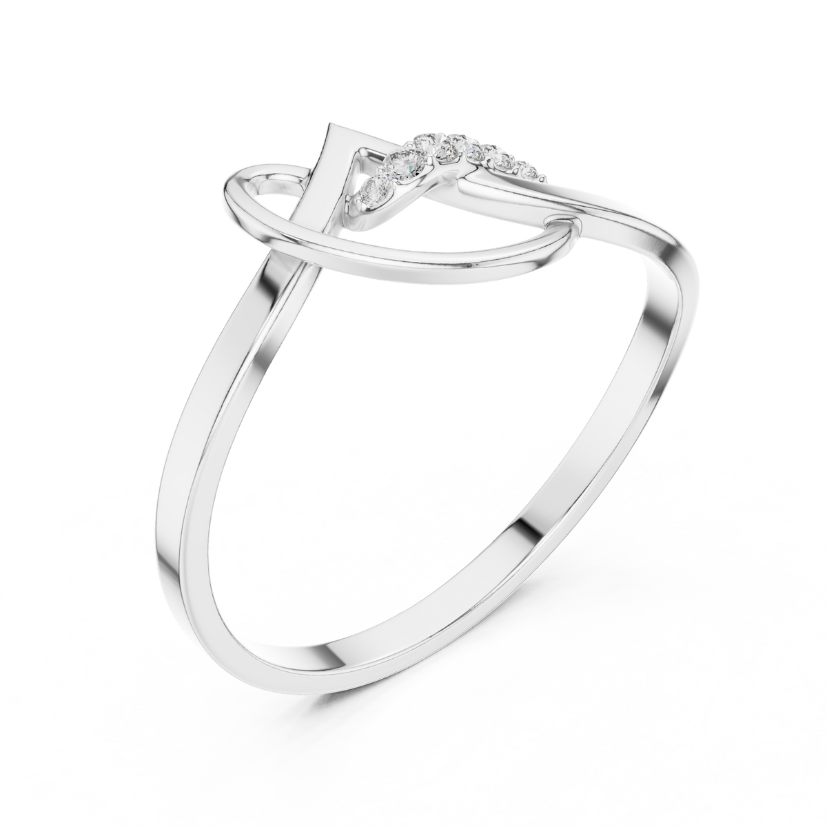 Infinity Style Round Cut Lab Diamond Engagement Ring - View 4