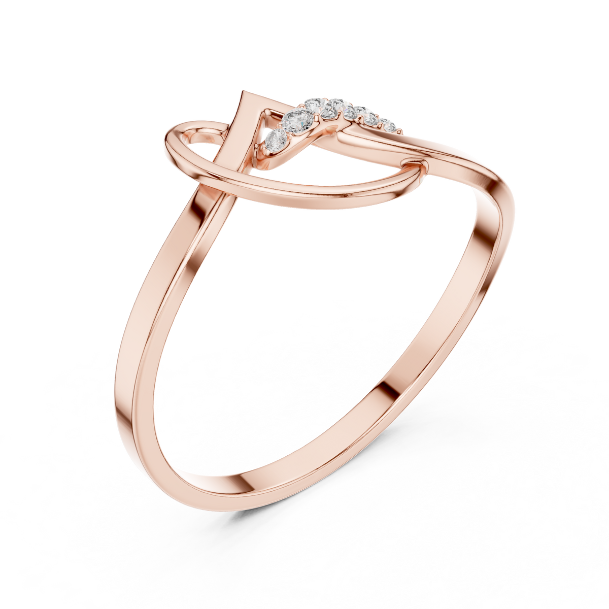 Infinity Style Round Cut Lab Diamond Engagement Ring - View 3