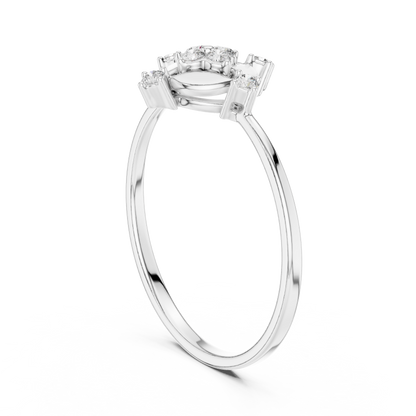 Compass Bloom Round Moissanite Diamond Cluster Ring - View 7