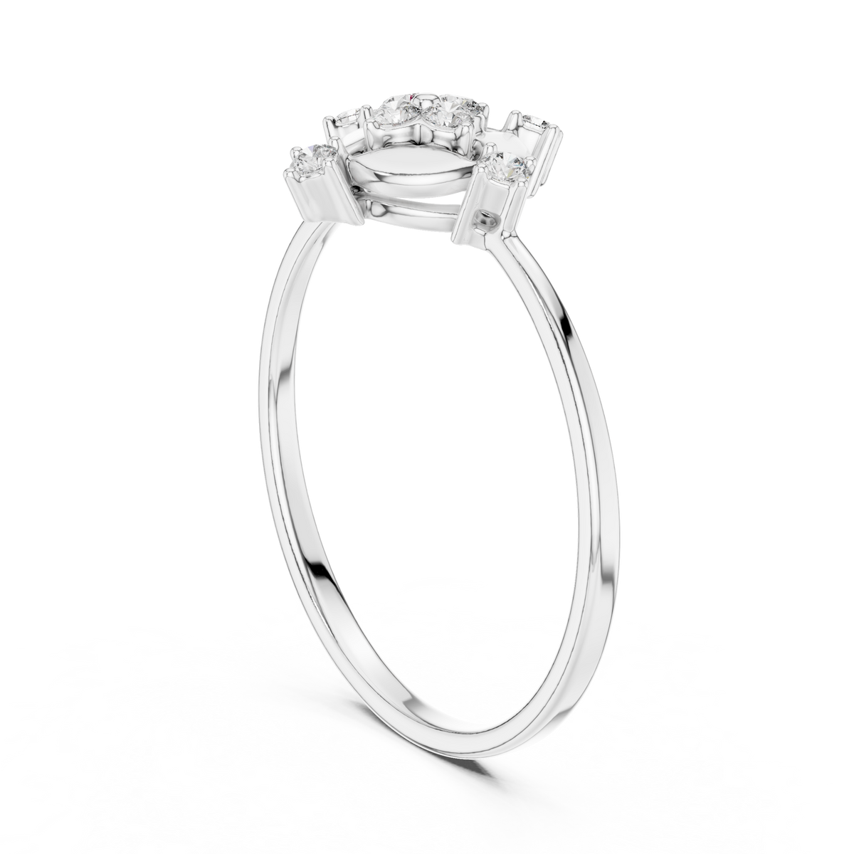 Compass Bloom Round Lab Diamond Cluster Anniversary Ring - View 7