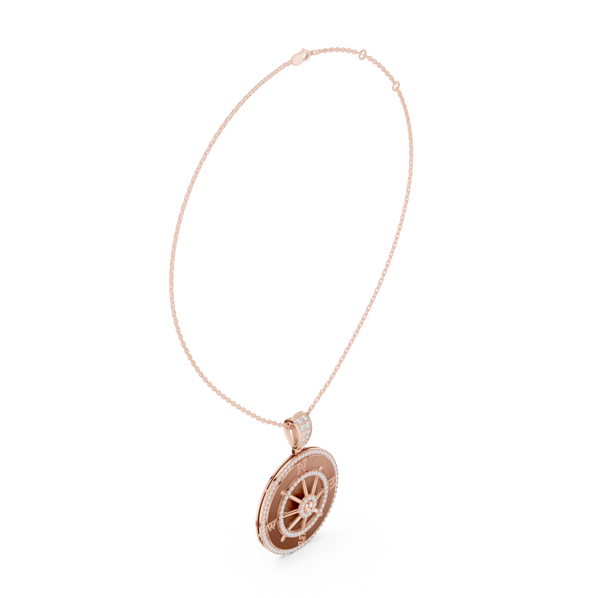 directional wheel pattern statement charm featuring round moissanite diamond - view 11