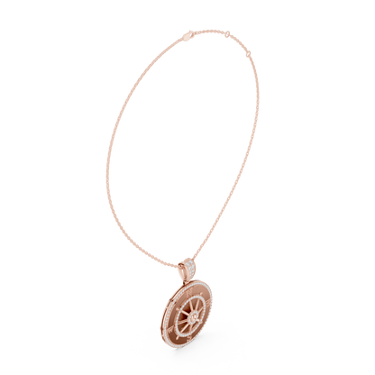 Directional Wheel Pattern Statement Charm Featuring Round Moissanite Diamond - View 11