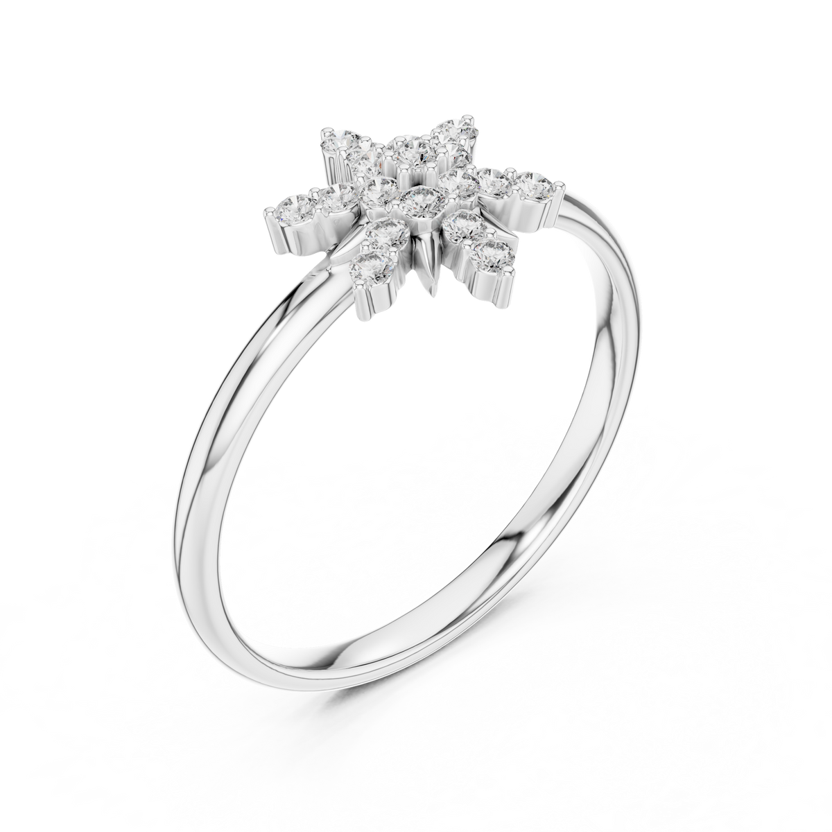 Round Moissanite Diamond Cluster Delicate Ring - View 4