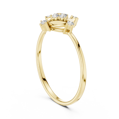 Compass Bloom Round Lab Diamond Cluster Anniversary Ring - View 5