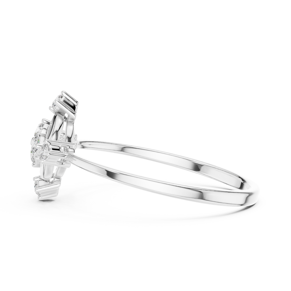 compass bloom round moissanite diamond cluster ring - view 10